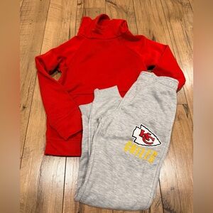 Boys Red Hoodie with NFL Chiefs Gray Chiefs Sweatpants